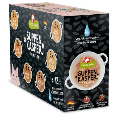 Offre d'essai GranataPet Suppenkasper pour chat 12 x 70 g (6 variétés)
