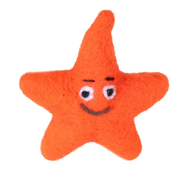 Orangefärgad filt-sjösterna med påsytt ansikte och leende uttryck.