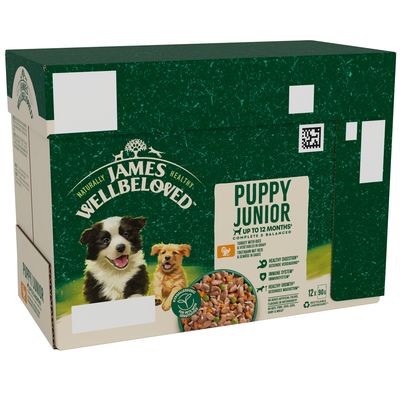 James Wellbeloved Puppy & Junior Hypoallergenic Pouches - Turkey with Rice 12 x 90g