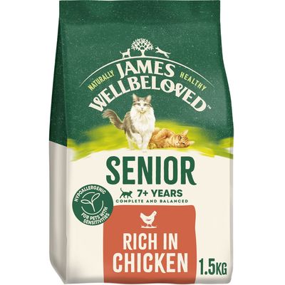 Senior pet food, suitable for 7+ years, complete and balanced, hypoallergenic for pets with sensitivities, rich in chicken, 1.5kg.