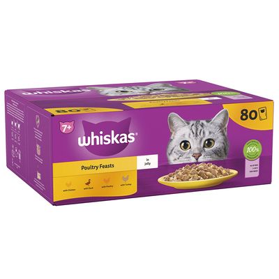 Whiskas 7+ Senior Pouches in Jelly Poultry Feasts in Jelly (80 x 85g)