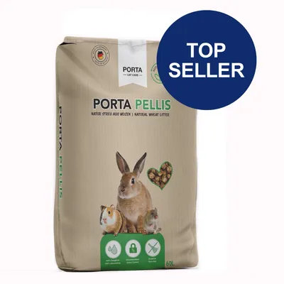 Porta Pellis Naturstreu aus Weizen, 60L. Geeignet für Kleintiere wie Kaninchen, Meerschweinchen und Mäuse. Eigenschaften: 100% biologisch, geruchsbindend, staubfrei. Top Seller.