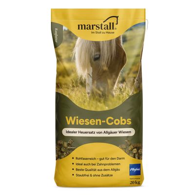 Marstall Wiesen-Cobs, fiberrika cobs, varsamt torkade, dammfria, utan tillsatser, 100% Allgäu-natur, 20 kg förpackning.