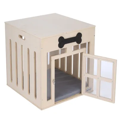 Modern Living Cage d'intérieur pour chien Borlänge - L 58,5 x l 58,5 x H 64 cm