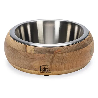 Gamelle en bois et inox Designed by Lotte Mandira pour chien - capacité : 650 ml, 16,5 cm de diamètre
