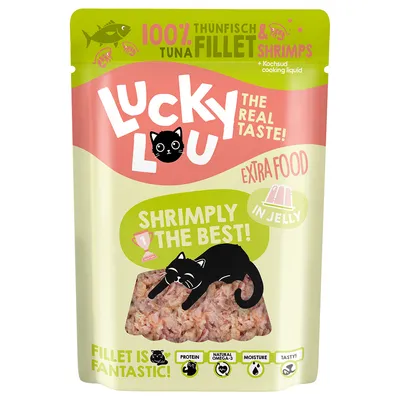 Lucky Lou Extra Food 12 x 70g - Tuna Fillet & Shrimps in jelly
