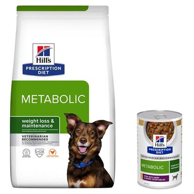 Hill's Prescription Diet Metabolic, weight loss & maintenance, von Tierärzten empfohlen, klinische Ernährung, S+OX Shield, unterstützt das Gewichtmanagement.