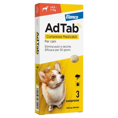 Elanco AdTab compresse masticabili per cani 5,5-11 kg 3 compresse (225 mg)