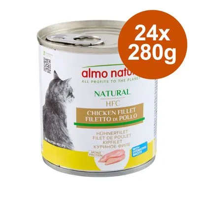 Voordeelpakket! Almo Nature HFC Natural 24 x 280 g - Mix pakket 1 (kipfilet, tonijn & kip)