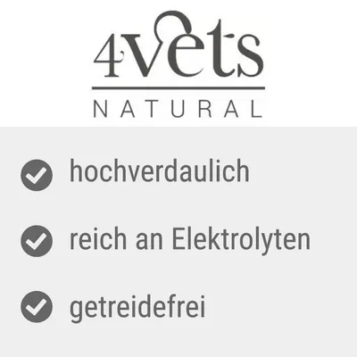 4vets Natural. Υψηλή πεπτικότητα, πλούσιο σε ηλεκτρολύτες, χωρίς δημητριακά.
