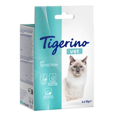Tigerino vet pH Detection, macskaalom adalék, eltérések felismerése az optimális pH-tartománytól, minden alomtípushoz alkalmas, 4 x 10 g csomag.