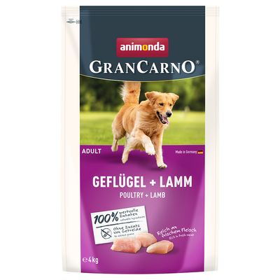1 + 1 gratis! 2 x animonda GranCarno Adult Geflügel + Lamm (2 x 4 kg)