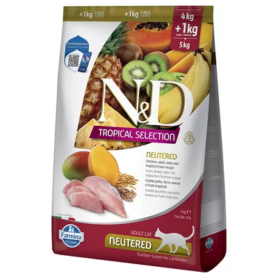 N&D Cat Tropical Selection Neutered, kurczak - 2 x 5 kg (4 +1 kg)