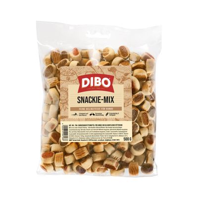 DIBO Snackie Mix, fine delicacy for dogs, floats on water, safe for chewing, protein-rich and grain-free, 500 g pouch.