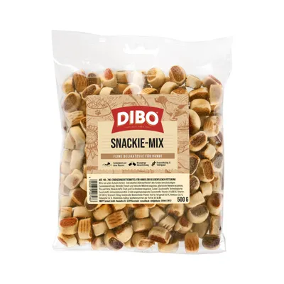 DIBO Snackie Mix, fine delicacy for dogs, floats on water, safe for chewing, protein-rich and grain-free, 500 g pouch.