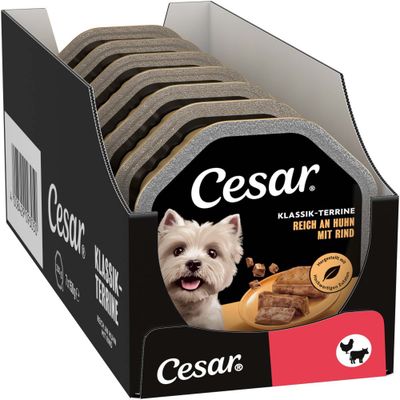 Mégapack Cesar 14 x 150 g pour chien - Classique - Terrine volaille, bœuf
