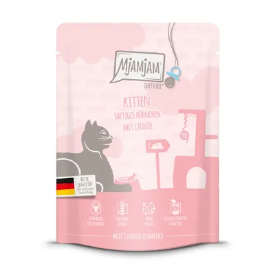 Икономична опаковка MjAMjAM Quetschie паучове за котки 24 x 300 г - меню с вкусни сърца
