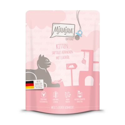 MjAMjAM 6 x 300 g pour chat Kitten Huhn mit Lachsöl