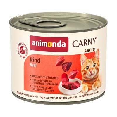 Animonda Carny Adult vită + cerb cu merișoare, 100% ingrediente proaspete, fără cereale, produs în Germania, cu taurină.