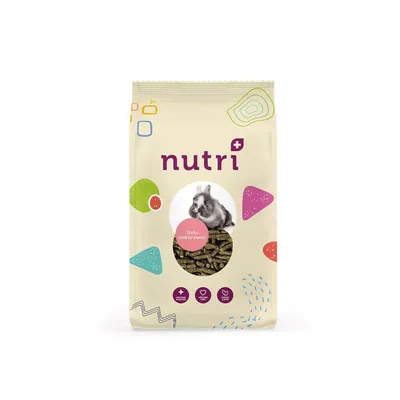 Balení s nápisem nutri, obrázkem králíka a textem Sticks CONEJO ENANO. Pod kruhem tři ikony se symboly plus, srdce a zubu. Balení s nápisem nutri, obrázkem králíka a textem Sticks CONEJO ENANO. Pod kruhem tři ikony se symboly plus, srdce a zubu.