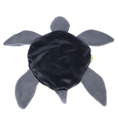 Giocattolo a forma di tartaruga in tessuto grigio con dorso nero a pois. Adatto per pet.