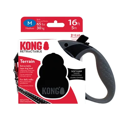 KONG Terrain Πτυσσόμενο Λουρί, μαύρο - Μέγεθος M: έως 30 kg, μήκος ιμάντα περ. 5 m