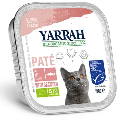 Yarrah Bio 48 x 100 g výhodné balení - pâté: losos s bio mořskými řasami