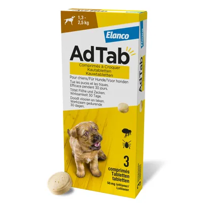 Comprimés à croquer AdTab pour très petit chien (1,3 à 2,5 kg) - 3 comprimés