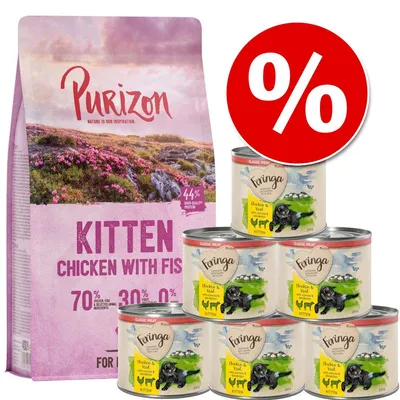 Purizon Kitten Chicken with Fish száraztáp 44% protein, 70% csirke és hal. Feringa Kitten Chicken & Veal konzerv 200 g, 6 db. Akciós ajánlat százalék jellel. Purizon Kitten Chicken with Fish száraztáp 44% protein, 70% csirke és hal. Feringa Kitten Chicken & Veal konzerv 200 g, 6 db. Akciós ajánlat százalék jellel.
