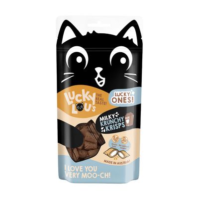 Lucky Lou Krunchy Krisps pour chat lait (12 x 60 g)