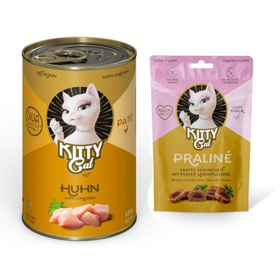Kitty Cat Adult Paté 6 x 400 g + snacks Praliné Pollo e Hígado 50 g ¡gratis!