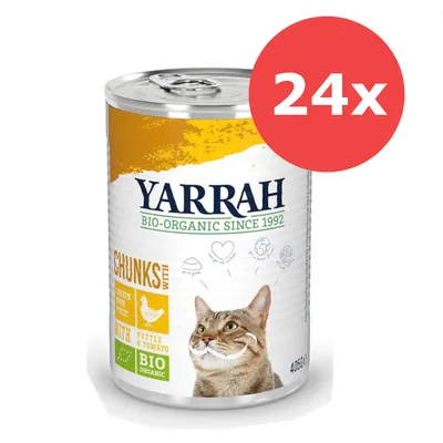 Sparpaket Yarrah Bio Chunks 24 x 405 g - Bio-Huhn & Bio-Truthahn mit Bio-Brennnesseln & Bio-Tomaten in Sosse
