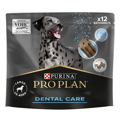 Purina Pro Plan Dental Care, x12 bastoncini per cani da 25-40 kg. Certificato VOHC per la riduzione del tartaro.