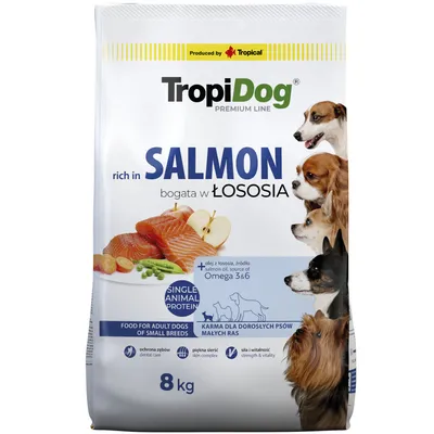 Tropidog Premium Adult Small Salmon - dog dry food - Economy Pack: 2 x 8kg