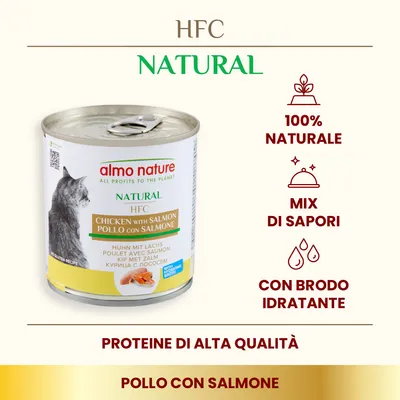 Almo Nature HFC 12 x 280 g Alimento umido per gatti - Pollo e Salmone