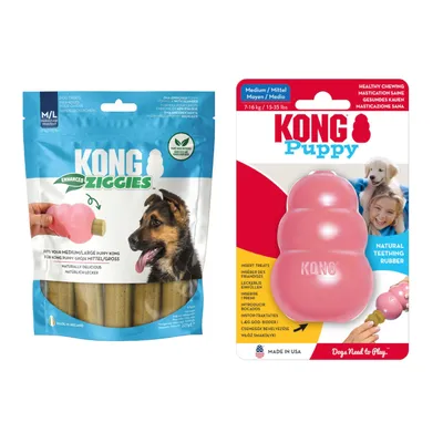 KONG Παιχνίδι για Kουτάβια - KONG Μέγεθος M, ροζ + KONG Enhanced Ziggies Puppy M/L (227 g) KONG Παιχνίδι για Kουτάβια - KONG Μέγεθος M, ροζ + KONG Enhanced Ziggies Puppy M/L (227 g)