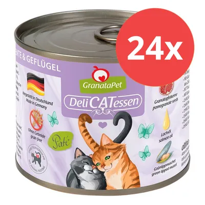 GranataPet DeliCATessen, 24x Dose, Hergestellt in Deutschland, Ohne Getreide, Paté, Granatapfelkerne, Lachsöl, Grünlippmuschel, keine Tierversuche.