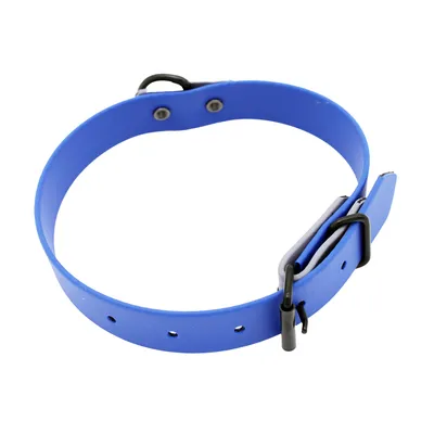 Heim Halsband zweifarbig genietet blau/grau - Halsumfang 28 - 35 cm, B 25 mm