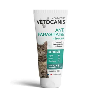 Shampooing répulsif contre les puces et les tiques Vetocanis pour chat - 300 ml