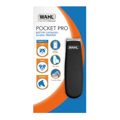 WAHL Pocket Pro Tiertrimmer, batteriebetrieben. Geeignet für Katzen, Hunde und Pferde. Eigenschaften: Batterie enthalten, Soft-Touch-Griff, Präzisionsklinge.
