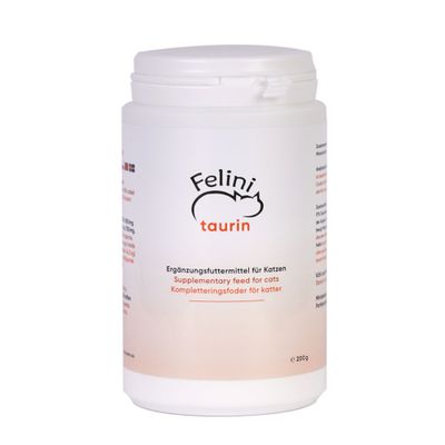 Felini Taurin Ergänzungsfuttermittel für Katzen, 100g Dose. Supplementary feed for cats. Kompletteringsfoder för katter.