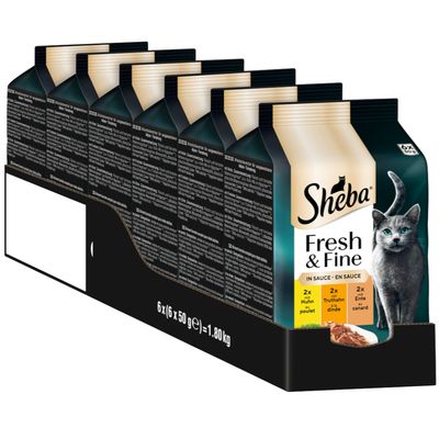 Sachets fraîcheur Sheba Fresh & Fine 6 x 50 g pour chat - Poulet, dinde et canard en sauce