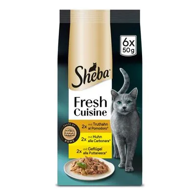 Sheba Fresh Cuisine Taste of Rome Kattenvoer 6 x 50 g - Kalkoen, Kip & Gevogelte in Saus