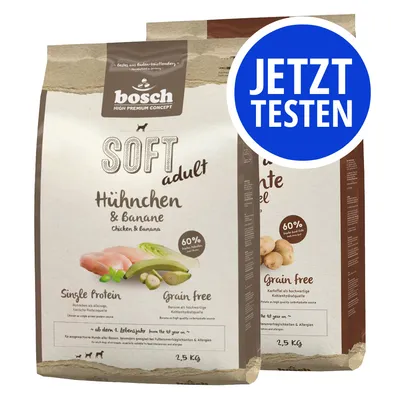 bosch SOFT adult Huhn & Banane, Single Protein, Grain free, 2,5 kg. Jetzt testen. 60% frisches Huhn als einzige tierische Proteinquelle.