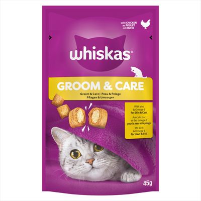 Whiskas Groom & Care Adult Cat Treats with Chicken 45g