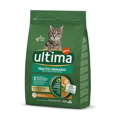 60 g gratis! 2,5 kg hrană uscată Ultima Cat + gratis 60 g snack Ultima pentru pisici - Urinary Tract Pui 2,5 kg + Snacks Bucățele umplute cu vită 60 g