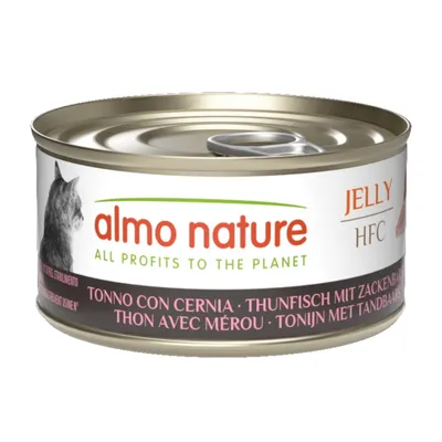 Almo Nature HFC aszpikban gazdaságos csomag 24 x 70 g - Tonhal & fűrészfogú sügér