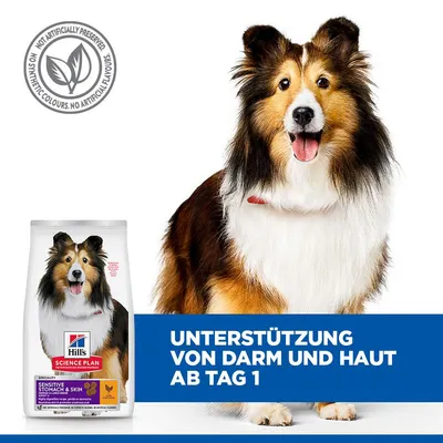 Hill's Science Plan Sensitive Stomach & Skin Adult 1+ Medium mit Huhn - 14 kg