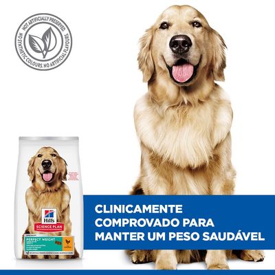 Hill's Science Plan Perfect Weight para cães grandes a partir de 25 kg, Adulto 1+, com frango. Nutrição clinicamente comprovada para alcançar e manter um peso saudável.