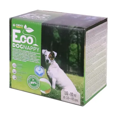 Croci Eco DogNappy, биоразлагаемые подгузники для собак из более чем 80% экологичных материалов. Размер LG, 10 штук, диаметр 34-48 см.